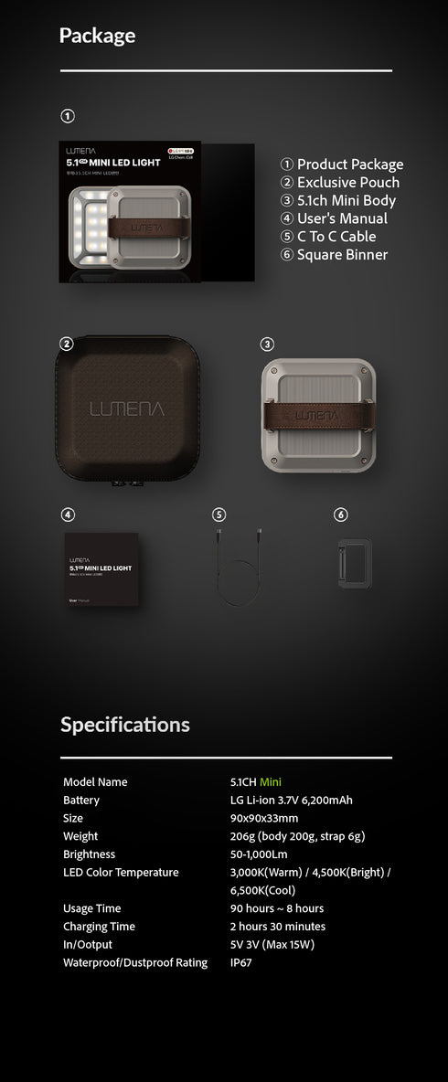 Lumena 5.1ch Mini LED Lantern 移動電源露營燈